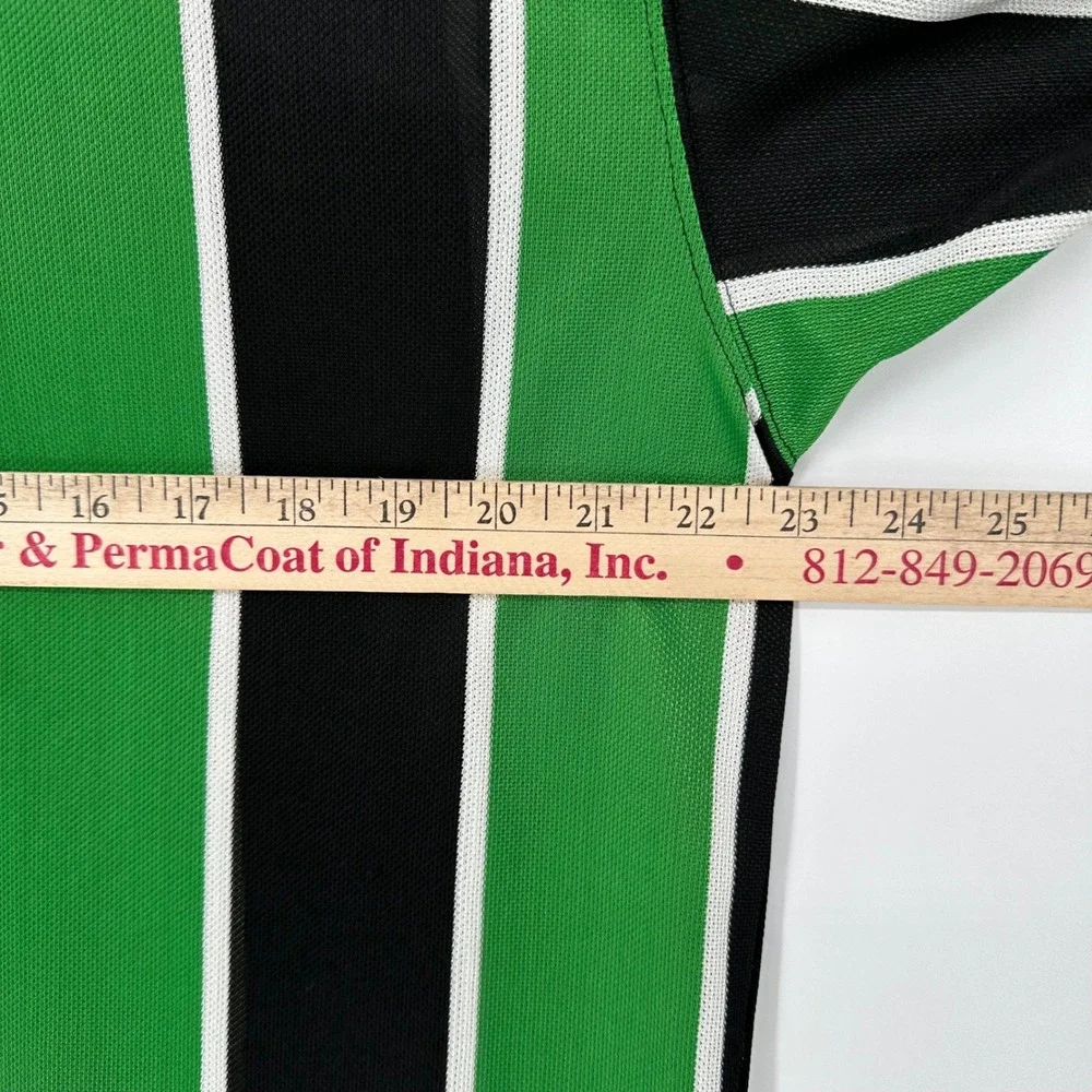 Vintage 90s Nike Team Soccer Striped Jersey Green Black White Mesh Mens Medium